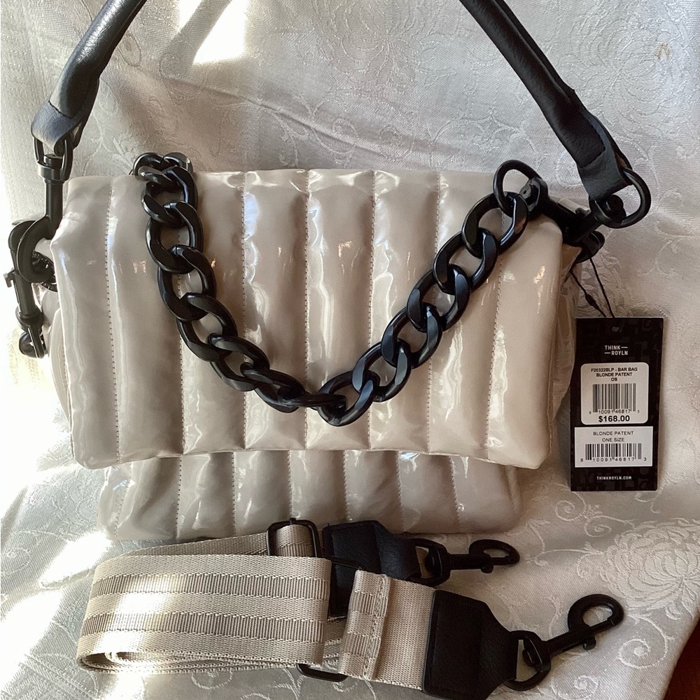 Think Royln Bar Bag Blonde Patent Leather NWT $168